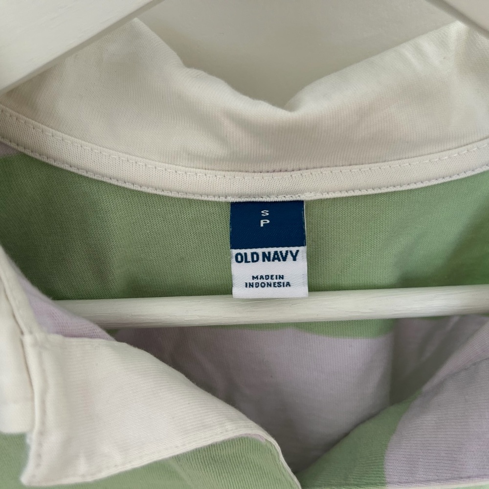 Old Navy green and purple striped rugby shirt - Picture 2 of 2
